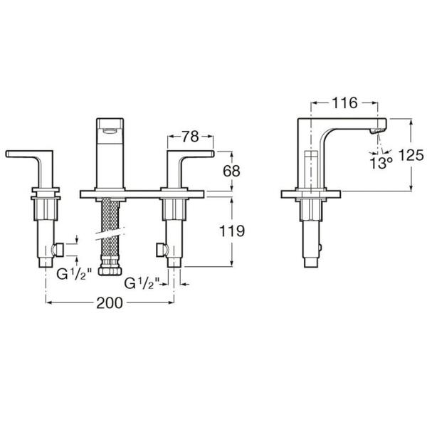 Kit com 2 Torneira Misturador para Banheiro de Mesa Bica Alta com Válvula de Escoamento Escuadra - Celite Imagem de Kit com 2 Torneira Misturador para Banheiro de Mesa Bica Alta com Válvula de Escoamento Escuadra
