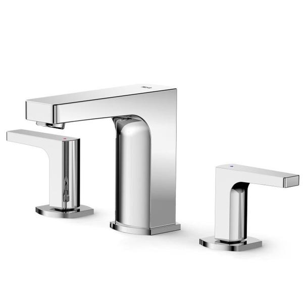 Kit com 2 Torneira Misturador para Banheiro de Mesa Bica Alta com Válvula de Escoamento Escuadra - Celite Imagem de Kit com 2 Torneira Misturador para Banheiro de Mesa Bica Alta com Válvula de Escoamento Escuadra
