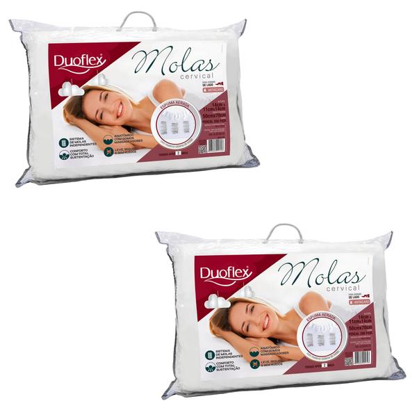 Kit com 2 Travesseiros Molas Cervical - Duoflex Imagem de Kit com 2 Travesseiros Molas Cervical
