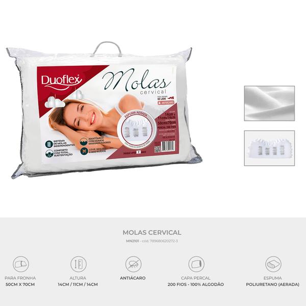Kit com 2 Travesseiros Molas Cervical - Duoflex Imagem de Kit com 2 Travesseiros Molas Cervical