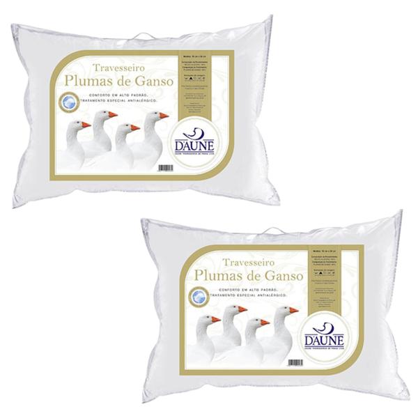 Kit com 2 Travesseiros Plumas 5 Estrelas - Daune Imagem de Kit com 2 Travesseiros Plumas 5 Estrelas