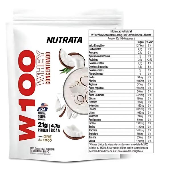 Imagem de Kit Com 2 Un Whey Protein W100 Refil 900g Nutrata