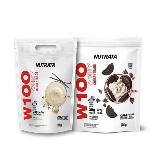 Imagem de Kit Com 2 Un Whey Protein W100 Refil 900G Nutrata