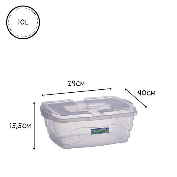 Imagem de Kit Com 2 Unidades Caixas Organizadoras Transparente 10L - 29x40x15,5cm