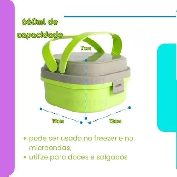 Imagem de Kit Com 2 Unidades Marmita Lancheira Divisórias Infantil 