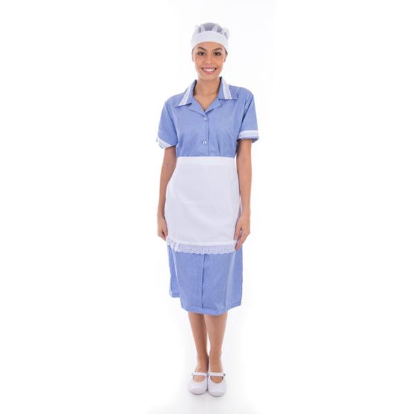 Imagem de Kit com 2  Vestidos em Tecido Algodão Com Avental  para  Copeira, Arrumadeira, Doméstica