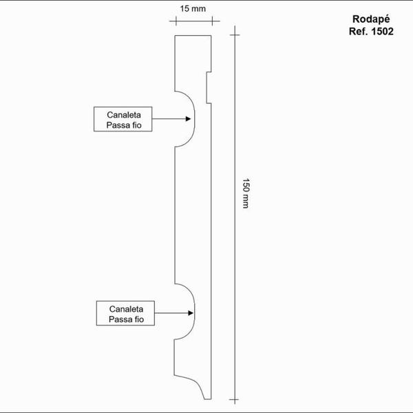 Imagem de Kit com 20 Barras Rodapé Mdf 1502 Moldufama 15mmx15cm Metro Linear 48m Branco