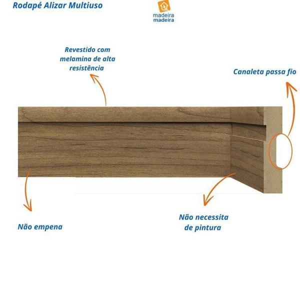 Imagem de Kit com 20 Barras Rodapé Mdf 15mmx7cm 702 Moldufama Metro Linear 48m Imbuia