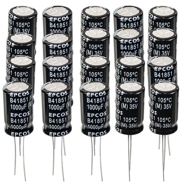 Imagem de Kit com 20 Capacitor Eletrolitico Epcos 1000uF x 35V - 105