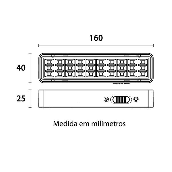 Imagem de Kit com 20 Luminárias de Emergência 30 Leds 1W 6500K Branco Frio - Blumenau