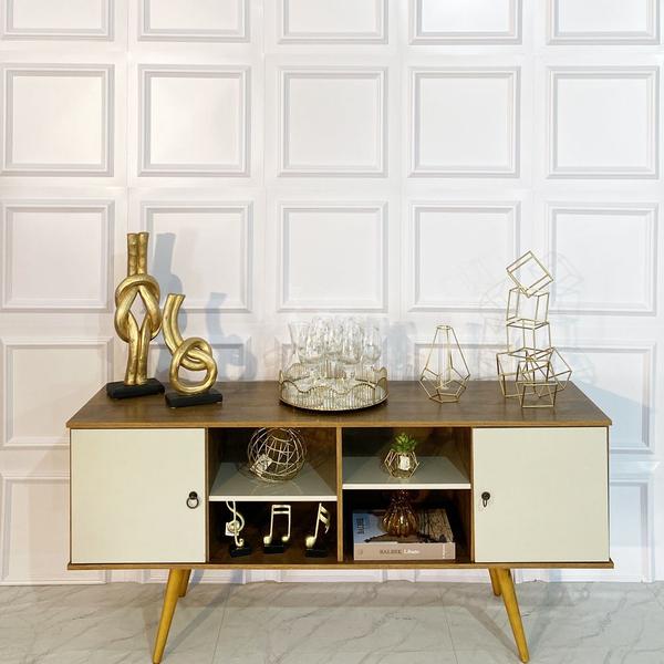 Imagem de Kit com 20 Placas 3D Decorativa Branca Revestimento Painel PVC Auto Relevo 50x50 Boiserie Premium