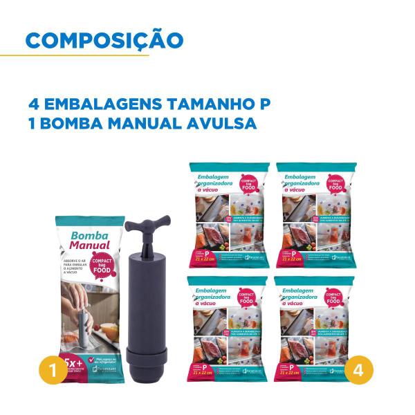 Imagem de Kit Com 20 Sacos A Vácuo Tamanho Pequeno E Bomba Unitária Avulsa Alimentos Para Geladeira Congelador Refrigerador Vedação Embalagens Transparentes.