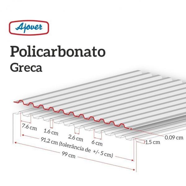 Imagem de Kit com 20 Telhas de Policarbonato 244cm X 99cm Grega Branco