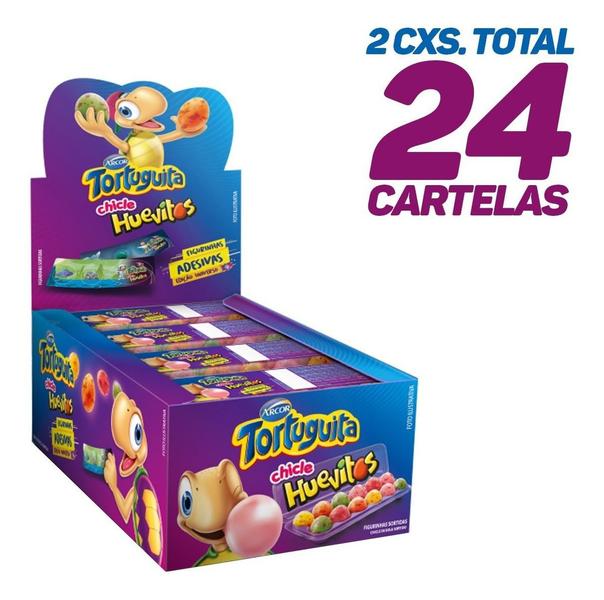 Imagem de Kit Com 24 Cartelas Chiclete Huevitos C/ Figurinhas Diversão Guloseima