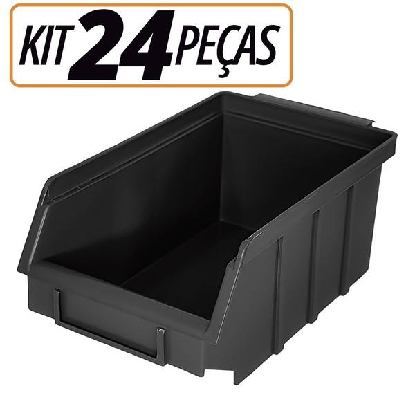 Imagem de Kit Com 24 Gaveteiros de Plástico Organizador Bin Nº 3 - Preto