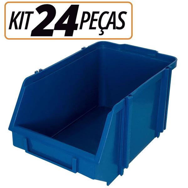 Imagem de Kit Com 24 Gaveteiros de Plástico Organizador Bin Nº 6 - Azul