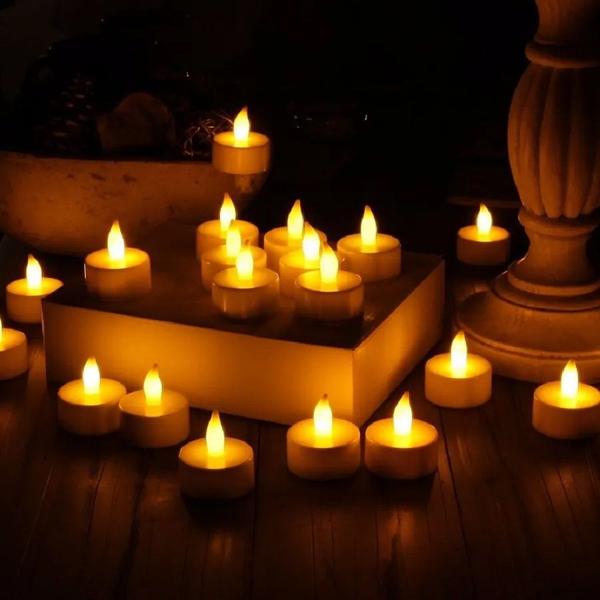 Imagem de Kit Com 24 Velas De Led Cor Amarelo Baterias Inclusas