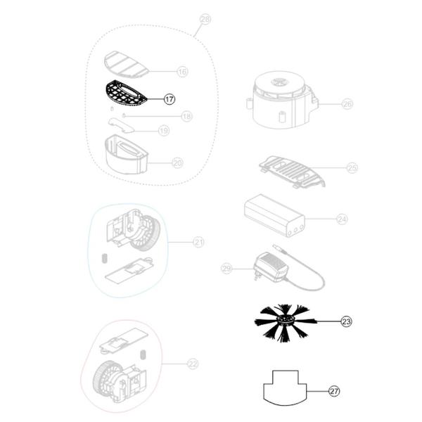 Imagem de Kit com 2un Escova Rotativa com Refil MOP e Filtro Compatível com Robô Aspirador Elgin Evo Robot