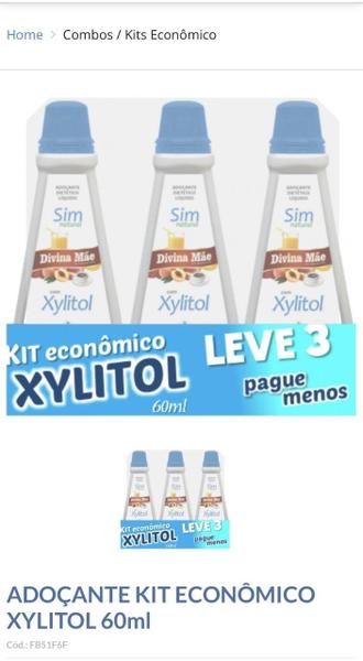 Imagem de Kit Com 3 Adoçantes Dietético Líquido Xylitol 60 Ml