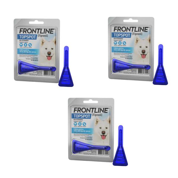 Imagem de  Kit com 3 Antipulga e Carrapato Frontline Topspot Cães 10,0 a 20,0 KG- 1,34ml