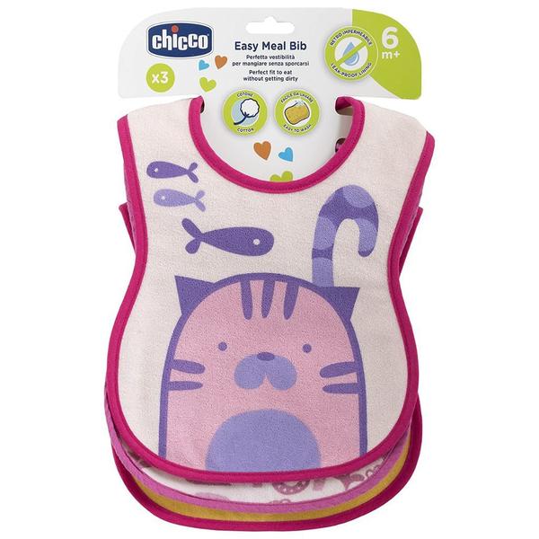 Imagem de Kit com 3 Babadores Easy Meal Menina (6m+) - Chicco