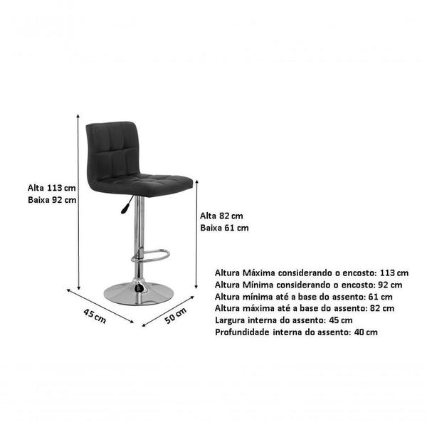 Imagem de Kit Com 3 Banquetas Gomos Confort, Giratria, Com Regulagem De Altura Preta