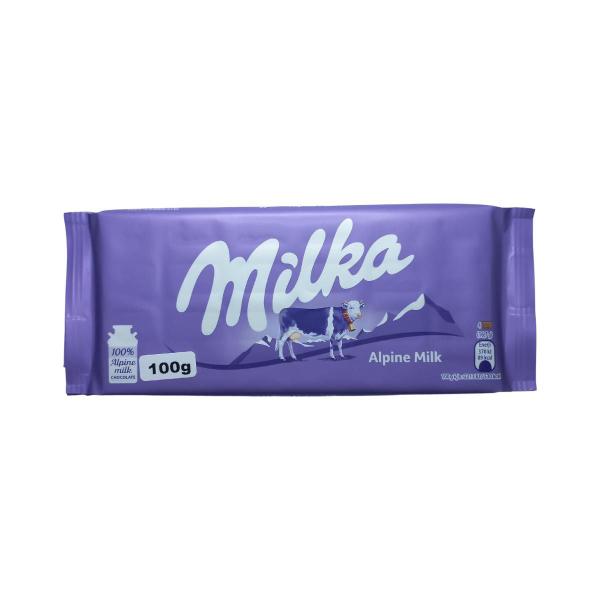 Imagem de Kit com 3 barras chocolate ao leite 100% alpino milka 100g