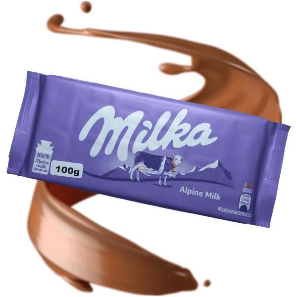Kit com 3 barras chocolate ao leite 100% alpino milka 100g Imagem de Kit com 3 barras chocolate ao leite 100% alpino milka 100g