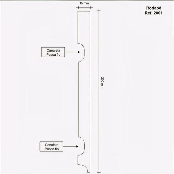 Imagem de Kit com 3 Barras Rodapé Mdf 2001 Moldufama 15mmx20cm Metro Linear 7,2m