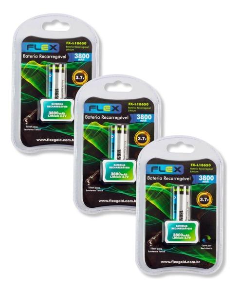 Imagem de Kit Com 3 Baterias 18650 Recarregaveis 3800 mah 3.7v Lanterna Micronfone