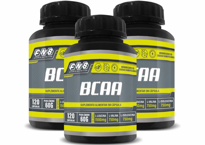 Imagem de KIT COM 3 - Bcaa 120 Caps de 500mg Fnb Sports Nutrition