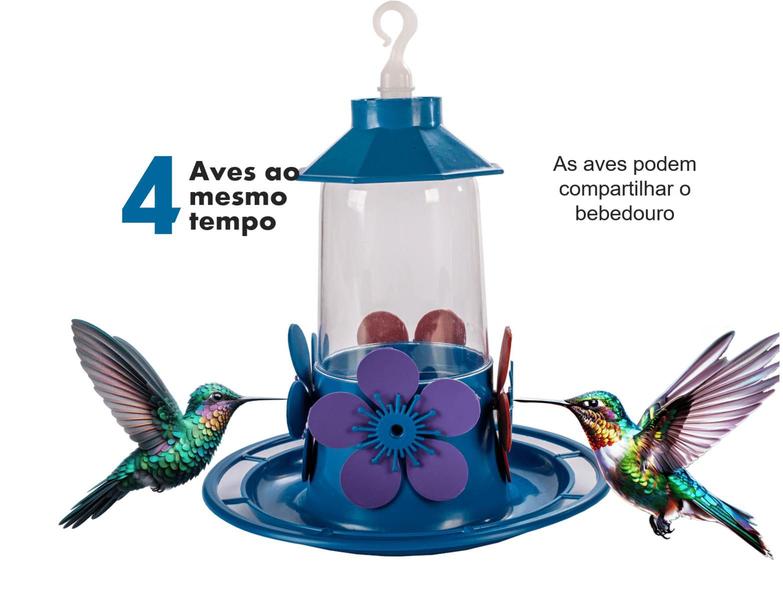 Imagem de Kit com 3 Bebedouros Beija-flor Luxo Chapéu e Poleiro 250ml