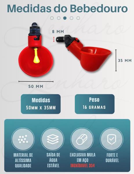 Imagem de Kit com 3 Bebedouros para Galinha / Automático / Copinho / Copo / Bebedor para Aves, Galinha, Frangos, Codornas com Pistão - LMS-DW-BP-1003