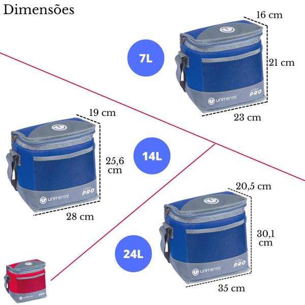 Imagem de Kit Com 3 Bolsas Térmica 7L 14L 24L Litros Ice Cooler com Alça Praia Camping Bag Fitness Lancheira