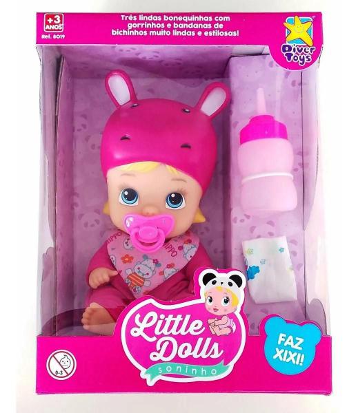 Imagem de Kit com 3 Boneca Little Dolls Soninho Faz Xixi - Divertoys