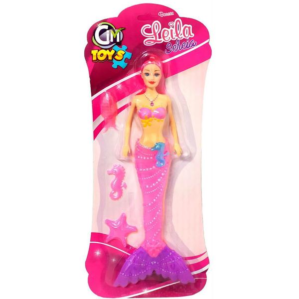 Imagem de Kit com 3 Boneca Sereia Grande 33cm Cauda Cintilante com Luz 