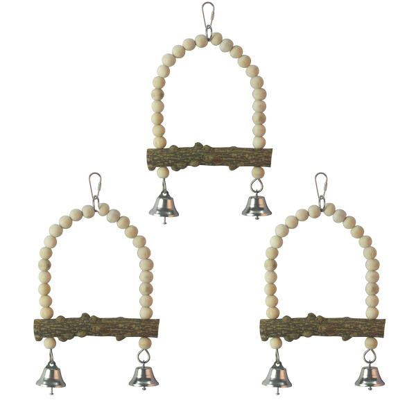 Kit com 3 Brinquedo Balanço Passaro Madeira Sino Gaiola - Chocmaster Imagem de Kit com 3 Brinquedo Balanço Passaro Madeira Sino Gaiola