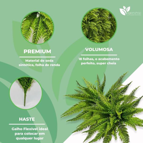 Kit Com 3 Buquês De Samambaia Escura Artificial De 18 Galhos - Vai de Tech Imagem de Kit Com 3 Buquês De Samambaia Escura Artificial De 18 Galhos