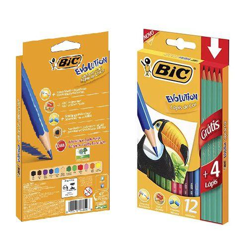 Imagem de Kit Com 3 Caixas de Lápis de Cor Sextavado Bic Revolution Com 12 Lápis Coloridos e 4 Lápis Preto HB2