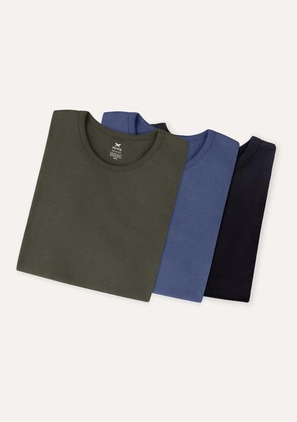 Kit Com 3 Camisetas Masculinas Básicas Slim - Hering Kit Com 3 Camisetas Masculinas Básicas Slim - Hering