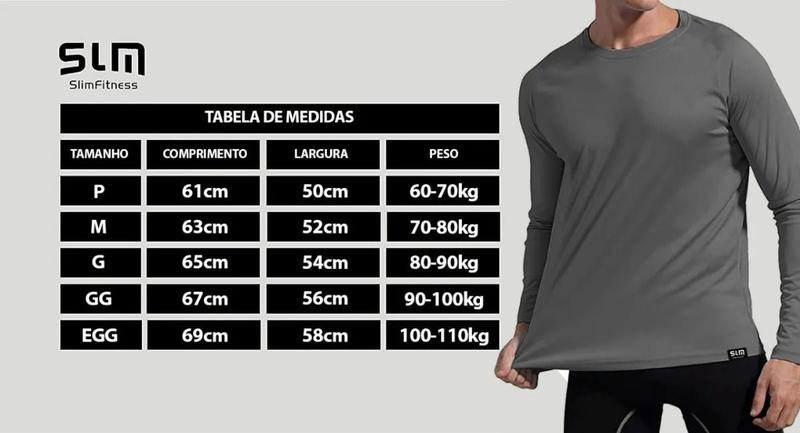 Imagem de Kit com 3 Camisetas Proteção Solar UV +50 Masculina Slim Fitness