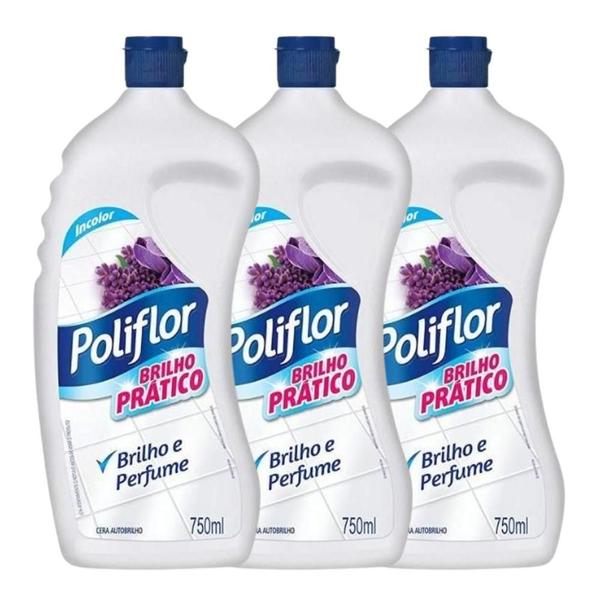 Kit com 3 Cera Líquida Poliflor Brilho Prático 750Ml Imagem de Kit com 3 Cera Líquida Poliflor Brilho Prático 750Ml