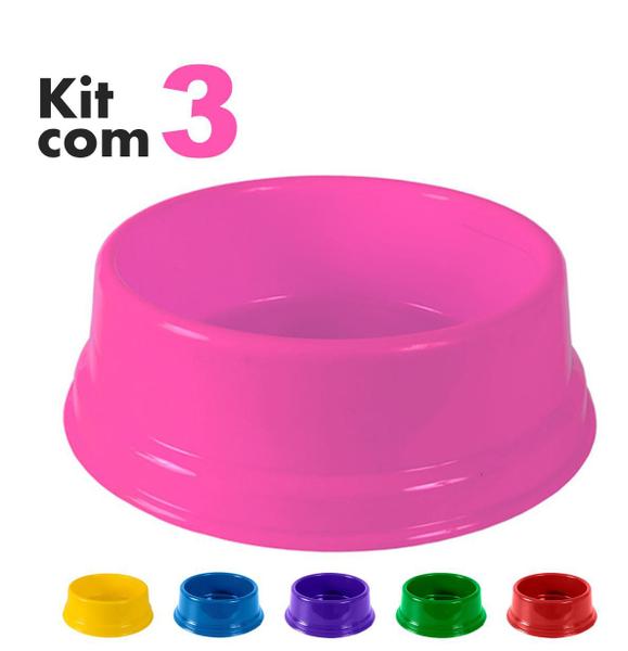 Imagem de Kit com 3 Comedouro Bebedouro Cães 600 ml