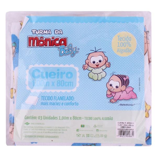 Imagem de Kit com 3 Cueiros de Bebê Cebolinha - Turma da Mônica