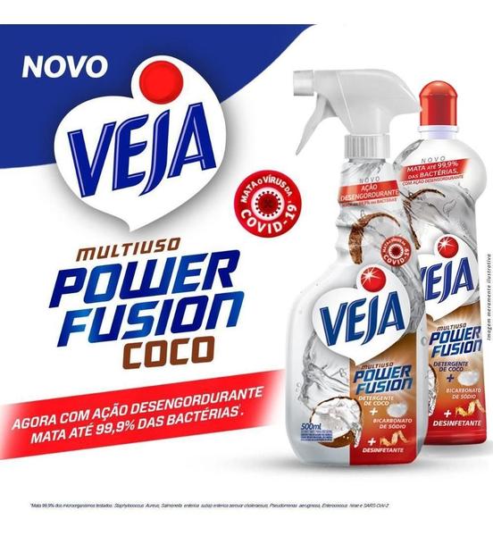 Imagem de Kit com 3 Desinfetante Multiuso Veja Power Fusion Coco 500ml