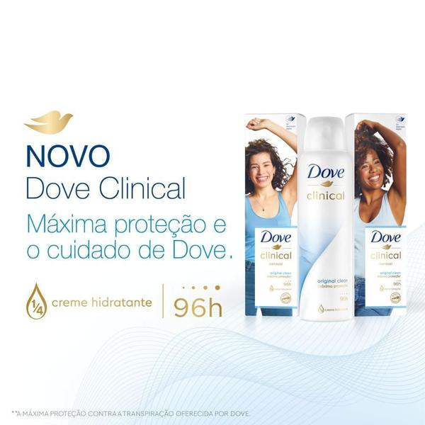 Imagem de Kit com 3 Desodorante Antitranspirante Aerosol Dove Clinical Original Clean 150ml