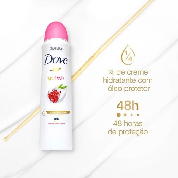 Imagem de Kit com 3 Desodorantes Antitranspirantes Aerosol Dove Go Fresh Romã e Verbena 150ml