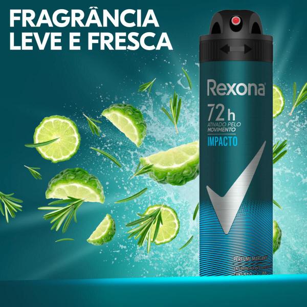 Imagem de Kit com 3 Desodorantes Antitranspirantes Aerosol Masculino Rexona Impacto 72 horas 150ml