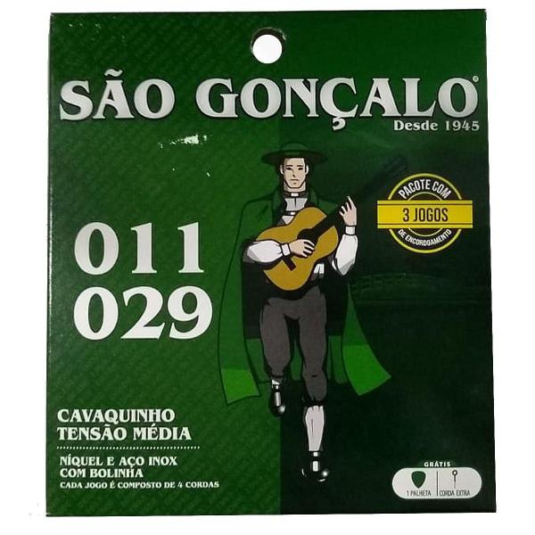 Imagem de Kit com 3 Encordoamentos para Cavaco São Gonçalo Níquel 011 - 029