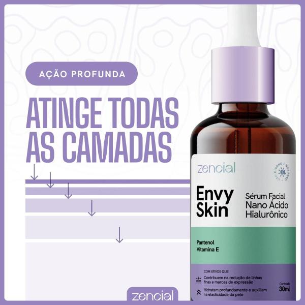 Kit com 3 Envy Skin Sérum Facial Ácido Hialurônico, Vitamina E